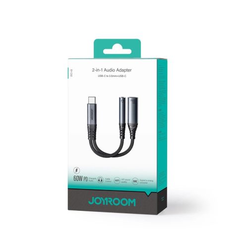 2-in-1 Audio adapter Joyroom SY-C02 Type-C to 3.5mm + Type-C (black)