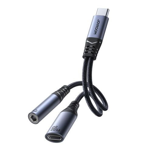 2-in-1 Audio adapter Joyroom SY-C02 Type-C to 3.5mm + Type-C (black)