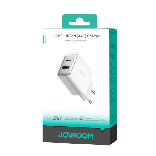 Joyroom TCF15 Dual-Port (A+C) 30W Power Charger (white)