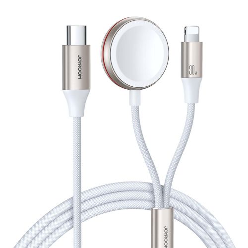 Fast Charging Magnetic Charger 2-in-1 Joyroom S-IW012 30W 1.5m (White)