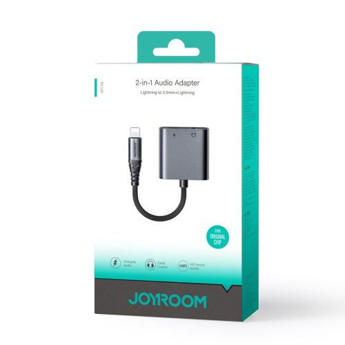 2-in-1 Audio adapter Joyroom SY-L01 Lightning to 3.5mm + Lightning (black)