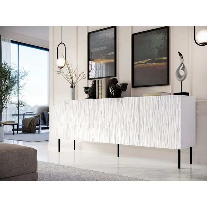 JUNGLE chest 190x40.5x74.5 white matt + black legs - Chests of drawers made of furniture