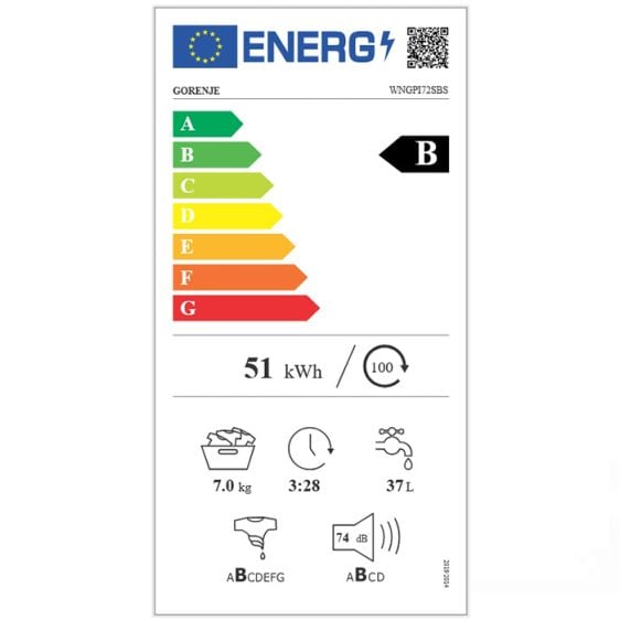 Washing machine GORENJE WNGPI72SBS 7 kg, 1200 rpm, 47 cm