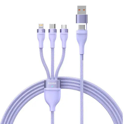 Kabel USB 3w1 Baseus Flash Series 2 USB-C + micro USB + Lightning 100W 1.5m (fioletowy) - Combo Cables<<<USB