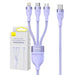 Kabel USB 3w1 Baseus Flash Series 2 USB-C + micro USB + Lightning 100W 1.5m (fioletowy) - Combo Cables<<<USB