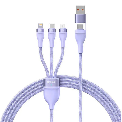 Kabel USB 3w1 Baseus Flash Series 2 USB-C + micro USB + Lightning 100W 1.5m (fioletowy) - Combo Cables<<<USB