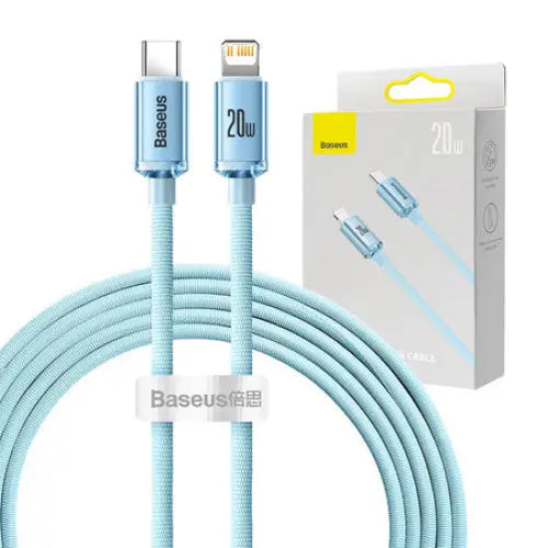 Kabel USB-C do iP Baseus Crystal Shine 20W 2m (niebieski) - USB-C to Lightning<<<USB cables<<<GSM