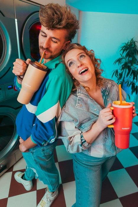 Thermal mug with telescopic straw Kambukka Rio Tumbler 950ml Almond Dream