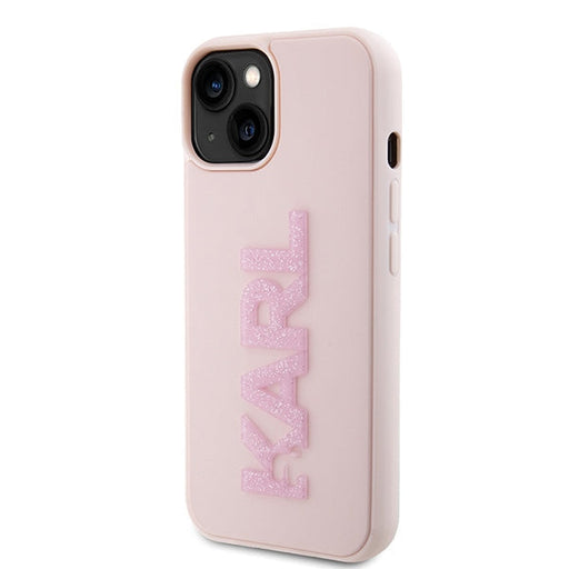 Karl Lagerfeld 3D Rubber Glitter Logo case for iPhone 15 - pink - Cell phone cases and covers<<<HurtelXML