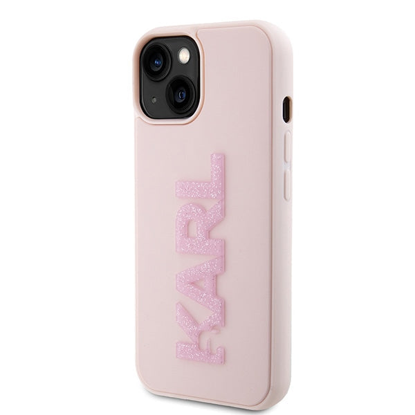 Karl Lagerfeld 3D Rubber Glitter Logo case for iPhone 15 - pink - Cell phone cases and covers<<<HurtelXML