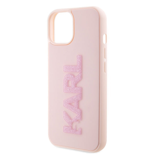 Karl Lagerfeld 3D Rubber Glitter Logo case for iPhone 15 - pink - Cell phone cases and covers<<<HurtelXML