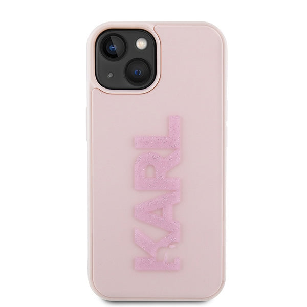Karl Lagerfeld 3D Rubber Glitter Logo case for iPhone 15 - pink - Cell phone cases and covers<<<HurtelXML