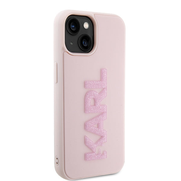 Karl Lagerfeld 3D Rubber Glitter Logo case for iPhone 15 - pink - Cell phone cases and covers<<<HurtelXML