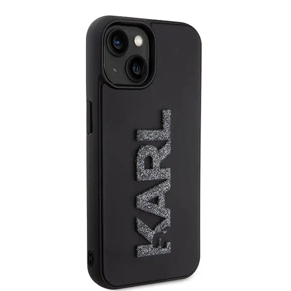 Karl Lagerfeld 3D Rubber Glitter Logo case for iPhone 15 Plus - black - Cell phone cases and covers<<<HurtelXML