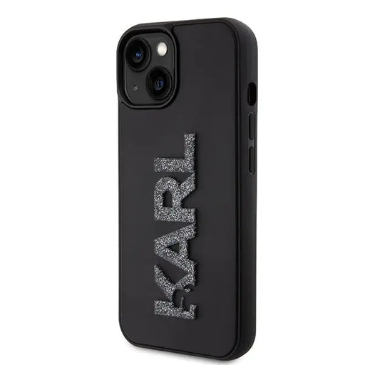 Karl Lagerfeld 3D Rubber Glitter Logo case for iPhone 15 Plus - black - Cell phone cases and covers<<<HurtelXML