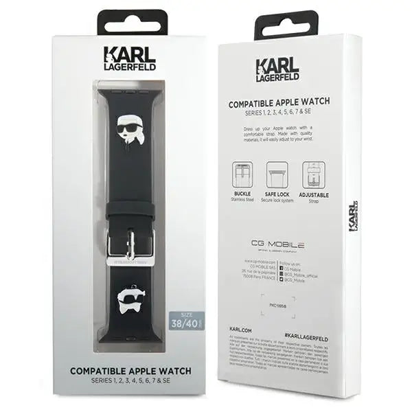 Karl Lagerfeld 3D Rubber Karl&Choupette Heads strap for Apple Watch 38/40/41mm - black - Other cell phone