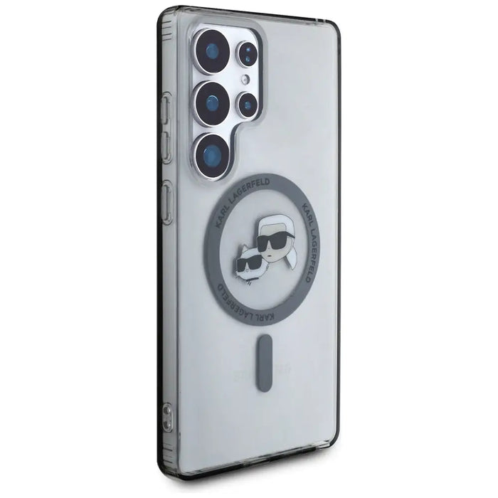 Karl Lagerfeld Button Karl & Choupette Heads Printed Logo MagSafe Samsung Galaxy S25 Ultra case black - Cell phone