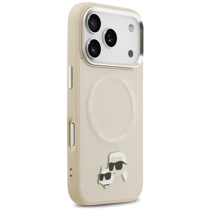 Karl Lagerfeld Karl & Choupette Pins MagSafe Case for iPhone 17 Pro Max - Beige - Cell phone cases