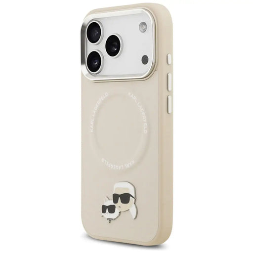 Karl Lagerfeld Karl & Choupette Pins MagSafe Case for iPhone 17 Pro Max - Beige - Cell phone cases