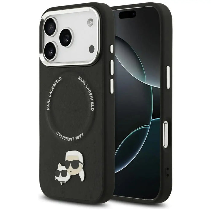 Karl Lagerfeld Karl & Choupette Pins MagSafe Case for iPhone 17 Pro Max - Black - Cell phone cases