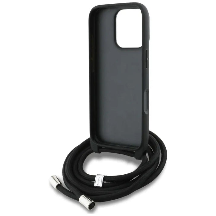 Karl Lagerfeld Crossbody Grained Pattern & Logo Case for iPhone 16 Pro Max - Black - Cell phone cases