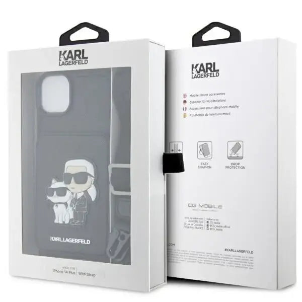 Karl Lagerfeld Crossbody Saffiano Karl&Choupette Case for iPhone 14 Plus - Black - Cell phone cases