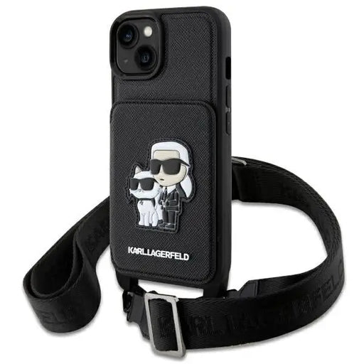 Karl Lagerfeld Crossbody Saffiano Karl&Choupette Case for iPhone 14 Plus - Black - Cell phone cases