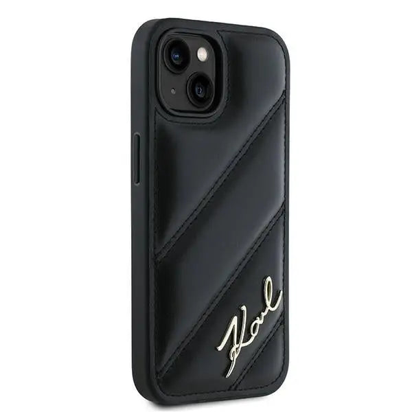 Karl Lagerfeld Diagonal Quilted Script case for iPhone 13 - black - Cell phone cases and covers<<<HurtelXML