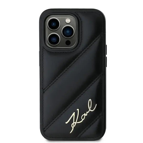 Karl Lagerfeld Diagonal Quilted Script case for iPhone 13 Pro / 13 - black - Cell phone cases and covers<<<HurtelXML
