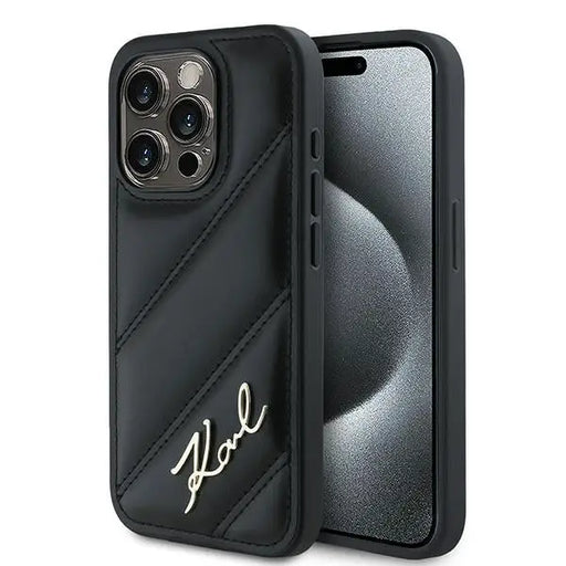 Karl Lagerfeld Diagonal Quilted Script case for iPhone 13 Pro / 13 - black - Cell phone cases and covers<<<HurtelXML
