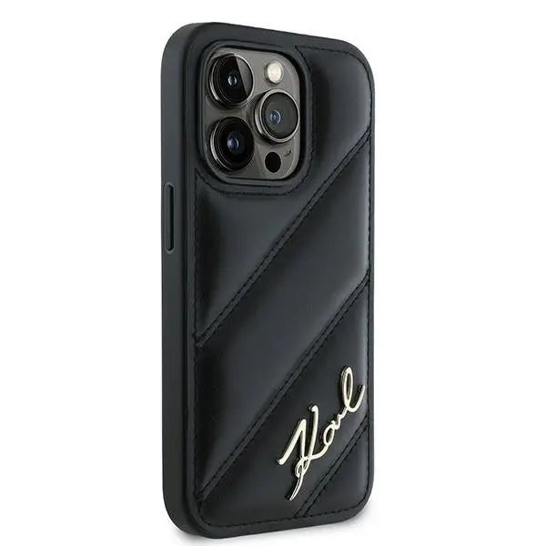 Karl Lagerfeld Diagonal Quilted Script case for iPhone 13 Pro / 13 - black - Cell phone cases and covers<<<HurtelXML