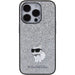 Karl Lagerfeld Fixed Glitter Choupette Logo Metal Pin Case for iPhone 15 Pro - Silver - Cell phone cases