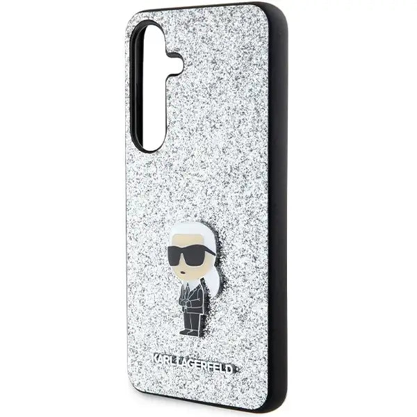 Karl Lagerfeld Fixed Glitter Ikonik Logo Metal Pin case for Samsung Galaxy S24+ - silver - Cell phone cases