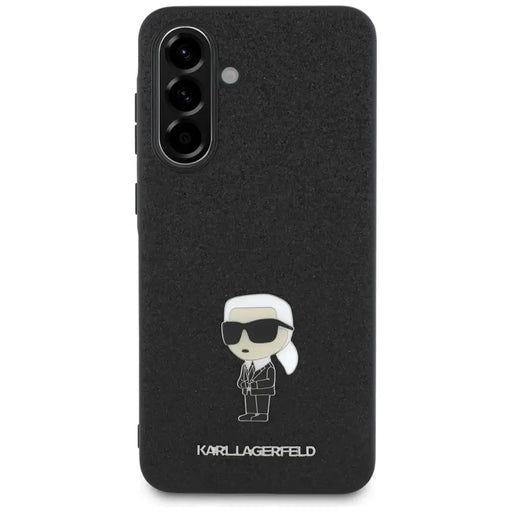 Karl Lagerfeld Fixed Glitter Ikonik Logo Metal Pin Case for Samsung Galaxy A36 - Black - Cell phone cases