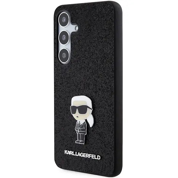 Karl Lagerfeld Fixed Glitter Ikonik Logo Metal Pin case for Samsung Galaxy S24+ - black - Cell phone cases