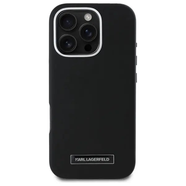 Karl Lagerfeld FW Metal Plate MagSafe iPhone 16 Pro Case - Black - Cell phone cases and covers<<<HurtelXML