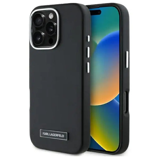 Karl Lagerfeld FW Metal Plate MagSafe iPhone 16 Pro Case - Black - Cell phone cases and covers<<<HurtelXML