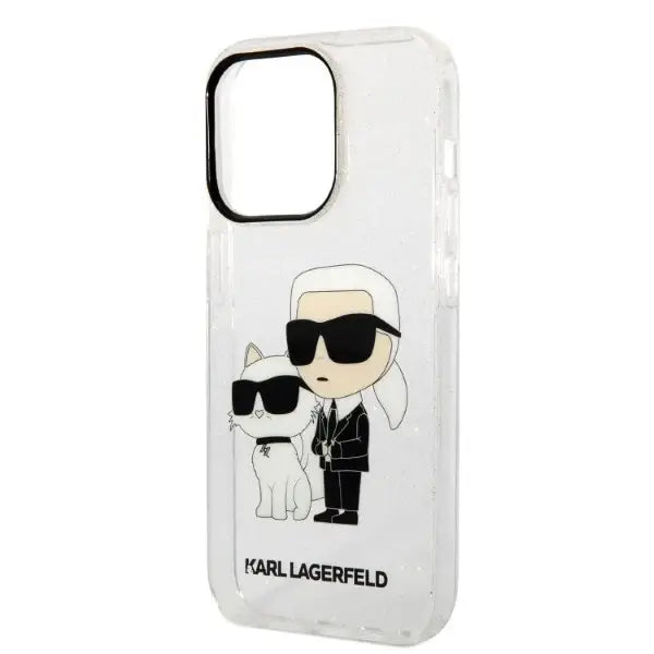 Karl Lagerfeld Glitter Karl&Choupette Case for iPhone 14 Pro Max 6.7’’ - Transparent - Cell phone cases