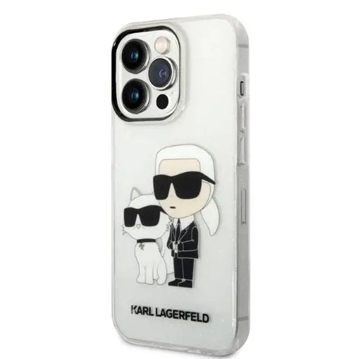 Karl Lagerfeld Glitter Karl&Choupette Case for iPhone 14 Pro Max 6.7’’ - Transparent - Cell phone cases