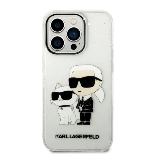Karl Lagerfeld Glitter Karl&Choupette Case for iPhone 14 Pro Max 6.7’’ - Transparent - Cell phone cases