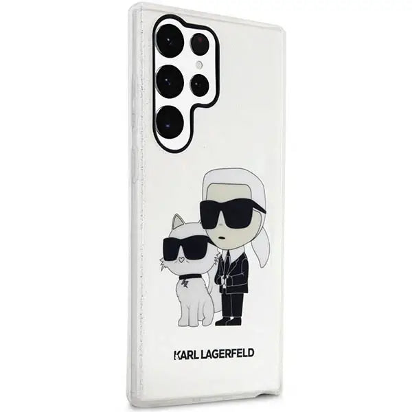 Karl Lagerfeld Glitter Karl&Choupette Case for Samsung Galaxy S23 Ultra - Transparent - Cell phone cases