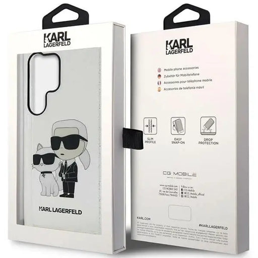 Karl Lagerfeld Glitter Karl&Choupette Case for Samsung Galaxy S23 Ultra - Transparent - Cell phone cases