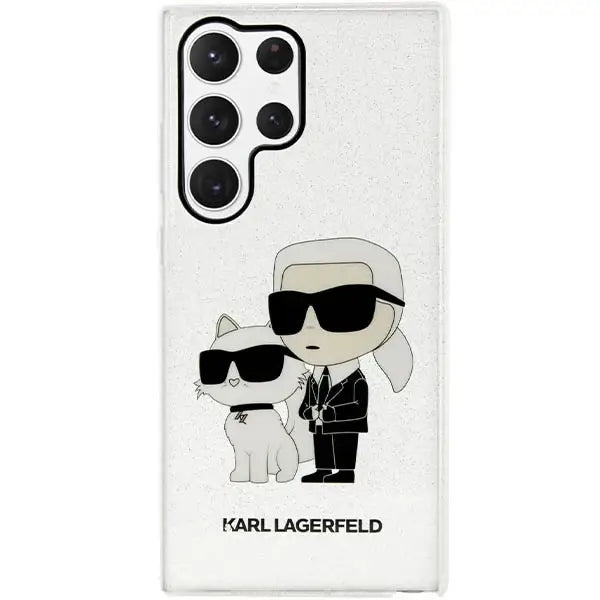 Karl Lagerfeld Glitter Karl&Choupette Case for Samsung Galaxy S23 Ultra - Transparent - Cell phone cases
