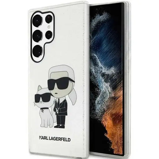 Karl Lagerfeld Glitter Karl&Choupette Case for Samsung Galaxy S23 Ultra - Transparent - Cell phone cases