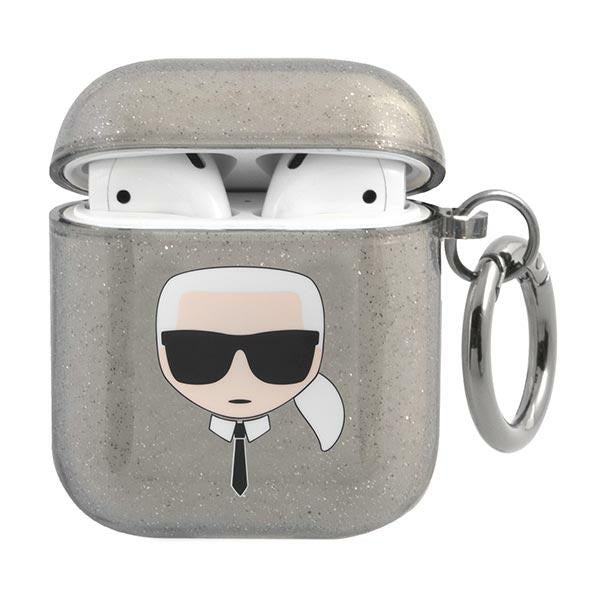 Karl Lagerfeld Glitter Karl’s Head Case for AirPods 1/2 - Black - Cell phone cases and covers<<<HurtelXML