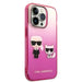 Karl Lagerfeld Gradient Ikonik Karl & Choupette iPhone 14 Pro 6.1’’ Case - Pink - Cell phone cases