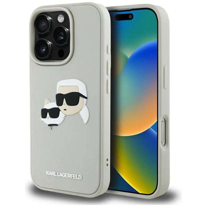 Karl Lagerfeld HC 3D Rubber Double Heads iPhone 16 Pro Max Case - Beige - Cell phone cases and covers<<<HurtelXML