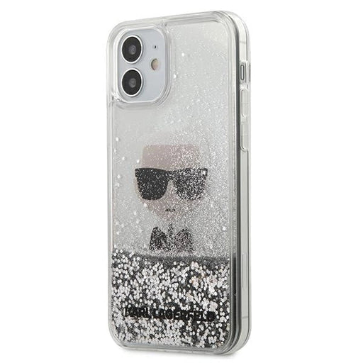 Karl Lagerfeld Ikonik Liquid Glitter case for iPhone 12 mini - silver - Cell phone cases and covers<<<HurtelXML