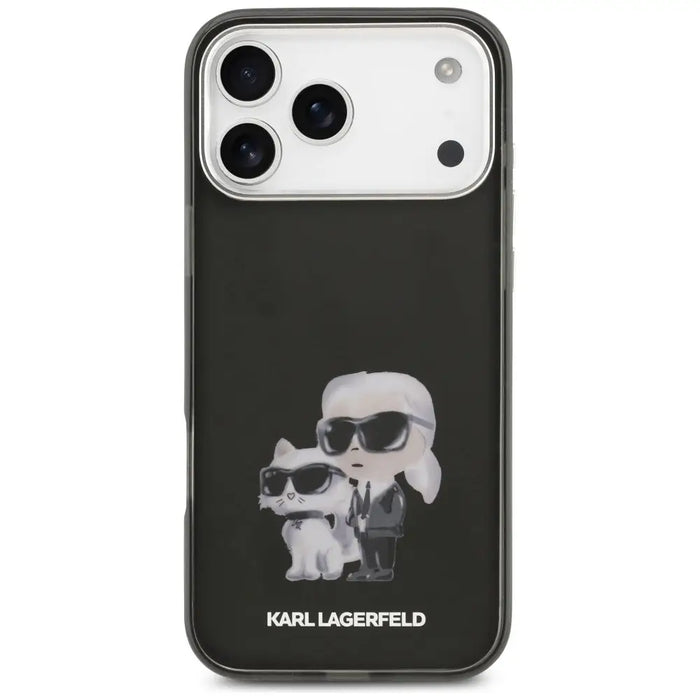 Karl Lagerfeld IML Aquarelle Karl & Choupette & Logo MagSafe Case for iPhone 17 Pro Max - Black - Cell phone cases