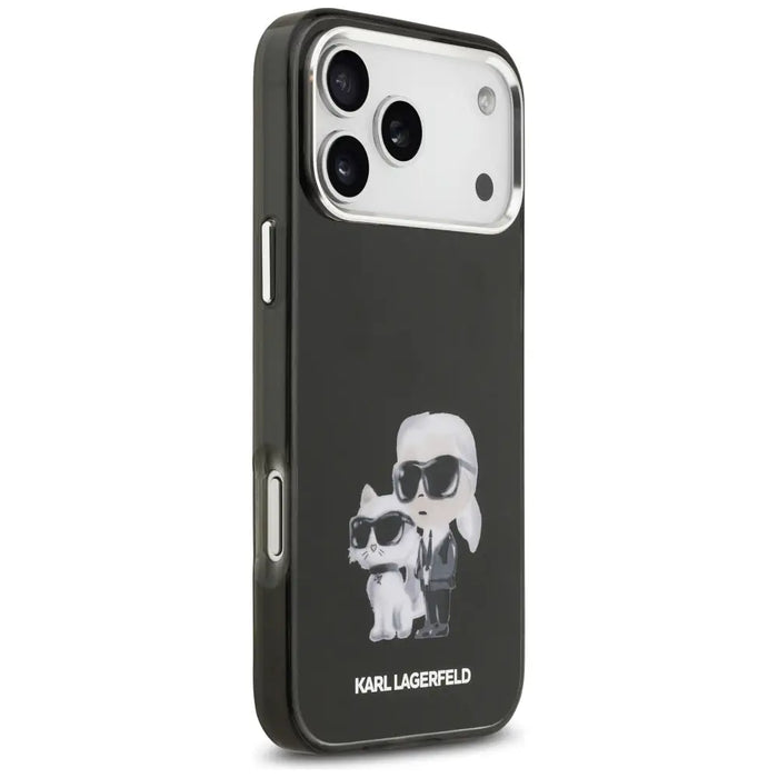 Karl Lagerfeld IML Aquarelle Karl & Choupette & Logo MagSafe Case for iPhone 17 Pro Max - Black - Cell phone cases